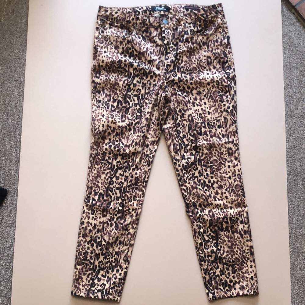 Earl Jean Leopard Skinny Ankle Pants